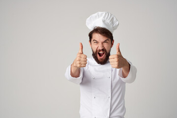 male cook restaurant service Professional hand gesture isolated background