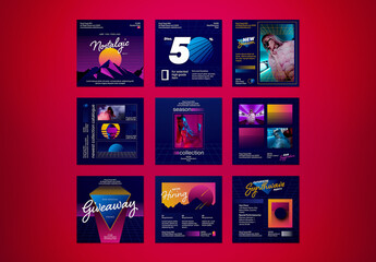 Synthwave Social Media Post Layout