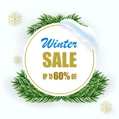 Winter sale poster design template or Background. Creative business promotional . Vector