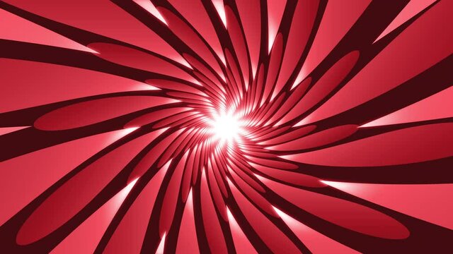 Red Abstract Floral Spiral Vortex Tunnel Background Looped Animation
