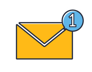 New message icon. Letter isolated on white background. Design elements colored. Can be used for mobile concepts and web applications, social networks. Flat style vector illustration.