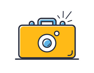 Camera icon. Photo camera isolated on white background. Design elements colored. Can be used for mobile concepts and web applications, social networks. Flat style vector illustration.