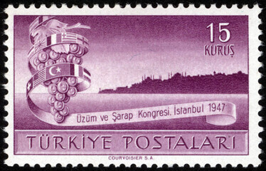 Republic of Turkey postage stamp. Republic of Turkey historical stamp. A postage stamp printed in Republic of Turkey.