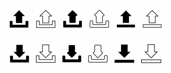 Fototapeta premium Download, upload icons with arrow.