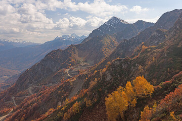 Russia, Krasnodar Territory. Sochi. Rosa Khutor Mountain Resort. The peaks of the Aibga mountain range.
