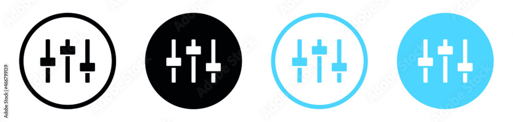 Poster sound volume level icon, control panel slide icon, sound controller icon, adjustment settings slider