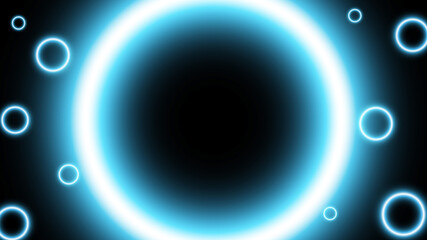 banner modern trendy design neon circles on black background