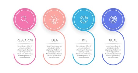 Infographic design with icons and 4 options or steps. Thin line vector. Infographics business concept. Can be used for info graphics, flow charts, presentations, web sites, banners, printed materials.