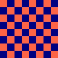 Checkerboard 8 by 8. Navy and Tomato colors of checkerboard. Chessboard, checkerboard texture. Squares pattern. Background.