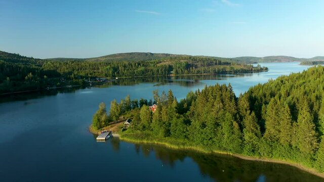 Aerial drone footage from the archipelago at the High Coast in northern Sweden