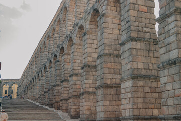 Fototapeta na wymiar segovia cityscape with aqueduct in spain