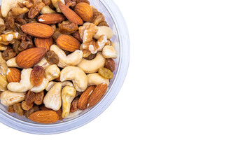 top view of assorted nuts isolated on soft