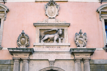 Padova University, The facade of the Bo Palace with Venetian symbol