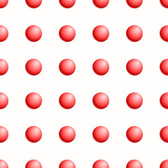 Pattern repeat element bulk red spheres on white background.