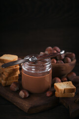 Little Toasts with sweet chocolate spread for breakfast.