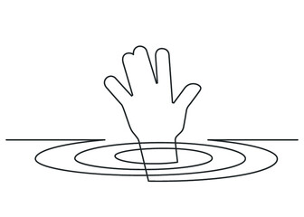 Continuous line drawing of hand showing victory sign. Vector illustration