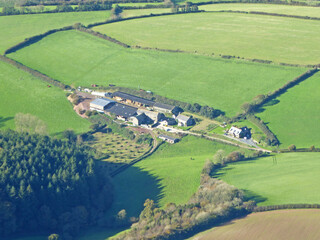 Fototapeta premium Aerial view of fields in Devon 