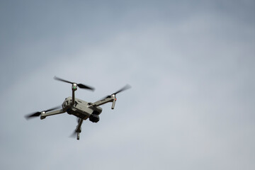 Drone flying with sky background in north Iceland