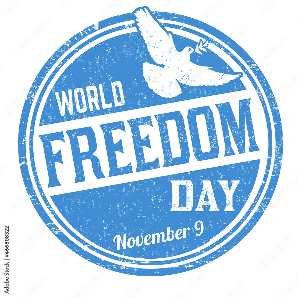 Wall mural world freedom day grunge rubber stamp on white background, vector illustration