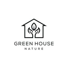 Home and Green Leaves Natural logo design 