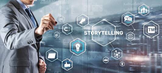 Storytelling. Story Telling Education and literature Business concept. Ability to tell stories