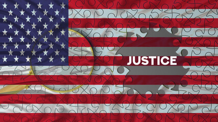 Usa flags,puzzle and justice concept
