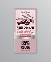 Elderberry Chocolate Label Design. Hand Drawn Illustration