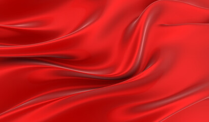 Fototapeta na wymiar Red silk background. Waves of red silk full screen. Abstract elegant background for your project.