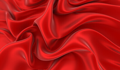 Red silk background. Waves of red silk full screen. Abstract elegant background for your project.