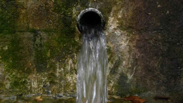 Spring Water Fountain Autumn Close up Video 4k