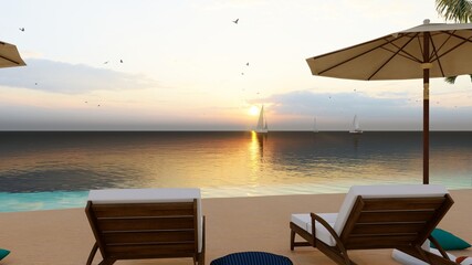Romantic colorful sunset at the sea. The sun touches horizon. 8K Resolution.