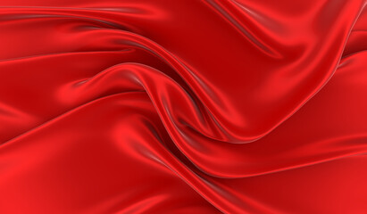 Red silk background. Waves of red silk full screen. Abstract elegant background for your project.