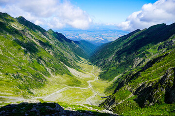 Ymmeulandscape with mountains, Vistea Valley, Fagaras Mountains, Romania 