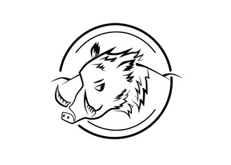 logo on the theme of  boar in black and white.