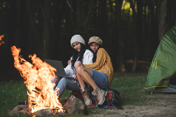 camping in the forest. Camping day. Forest background. Happy day. Life