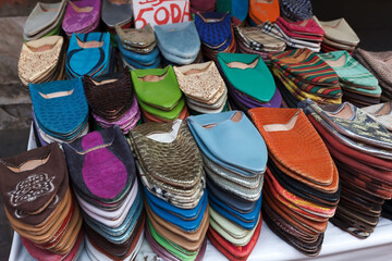 Morrockan shoes in a market in Marrakesh