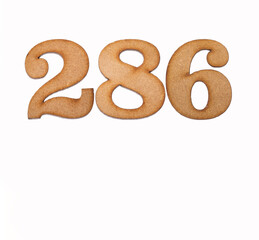 Number 286 - Piece of wood isolated on white background