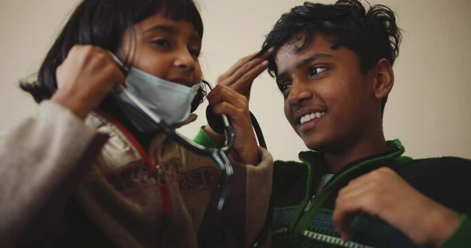 The South Asian playing doctor to her male sibling in Shimla, Himachal Pradesh, India in 4K