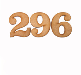 Number 296 - Piece of wood isolated on white background