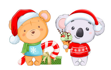 Cartoon characters, funny koala, cute teddy bear