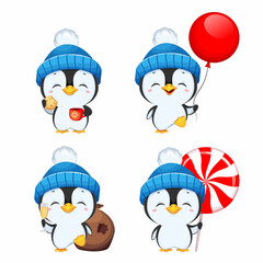 Cute penguin cartoon character. Funny penguin