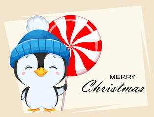 Cute penguin cartoon character. Funny penguin