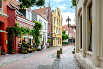 Fototapeta na wymiar The idyllic old town of Leer, East Frisia, Germany