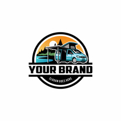 Camper van vector isolated logo - illustration