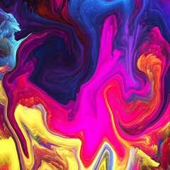 High Resolution Colorful fluid painting with marbling texture, 3D Rendering.