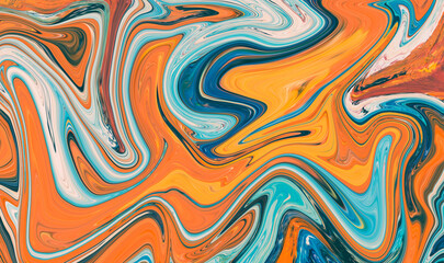 Ultra Hd. Hand Painted Background With Mixed Liquid Color Paints. Abstract Fluid Acrylic Painting. Marbled Colurful Abstract Background. Liquid Marble Pattern.
