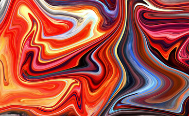 High Resolution Colorful fluid painting with marbling texture, 3D Rendering.