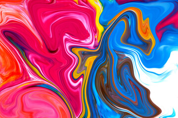 High Resolution Colorful fluid painting with marbling texture, 3D Rendering.