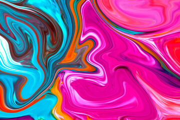 High Resolution Colorful fluid painting with marbling texture, 3D Rendering.