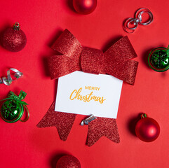 christmas card with red balls